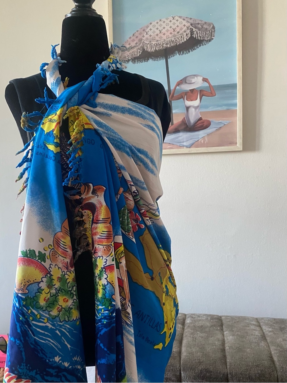 Atlantic Coast Vibrant Vacation Blue Beach Wrap 45x60